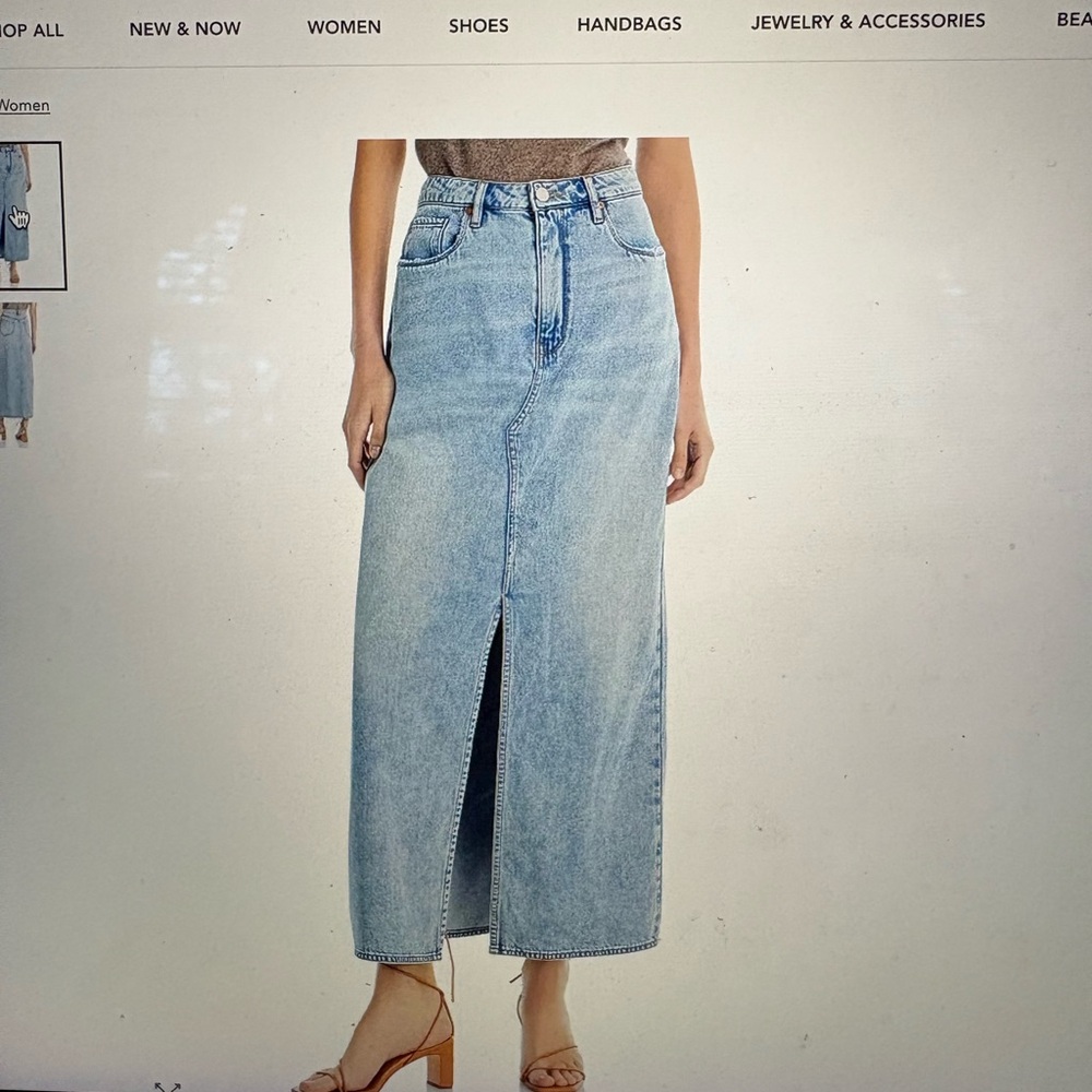BlankNYC cotton front slit Light Blue Denim Maxi Skirt